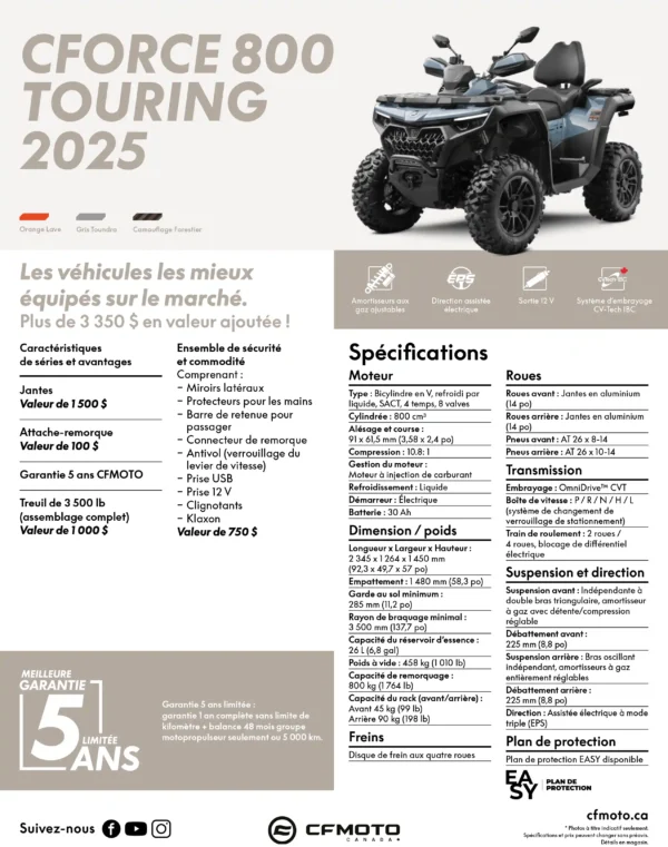 CFORCE 800 TOURING ORANGE 2025 – Image 4