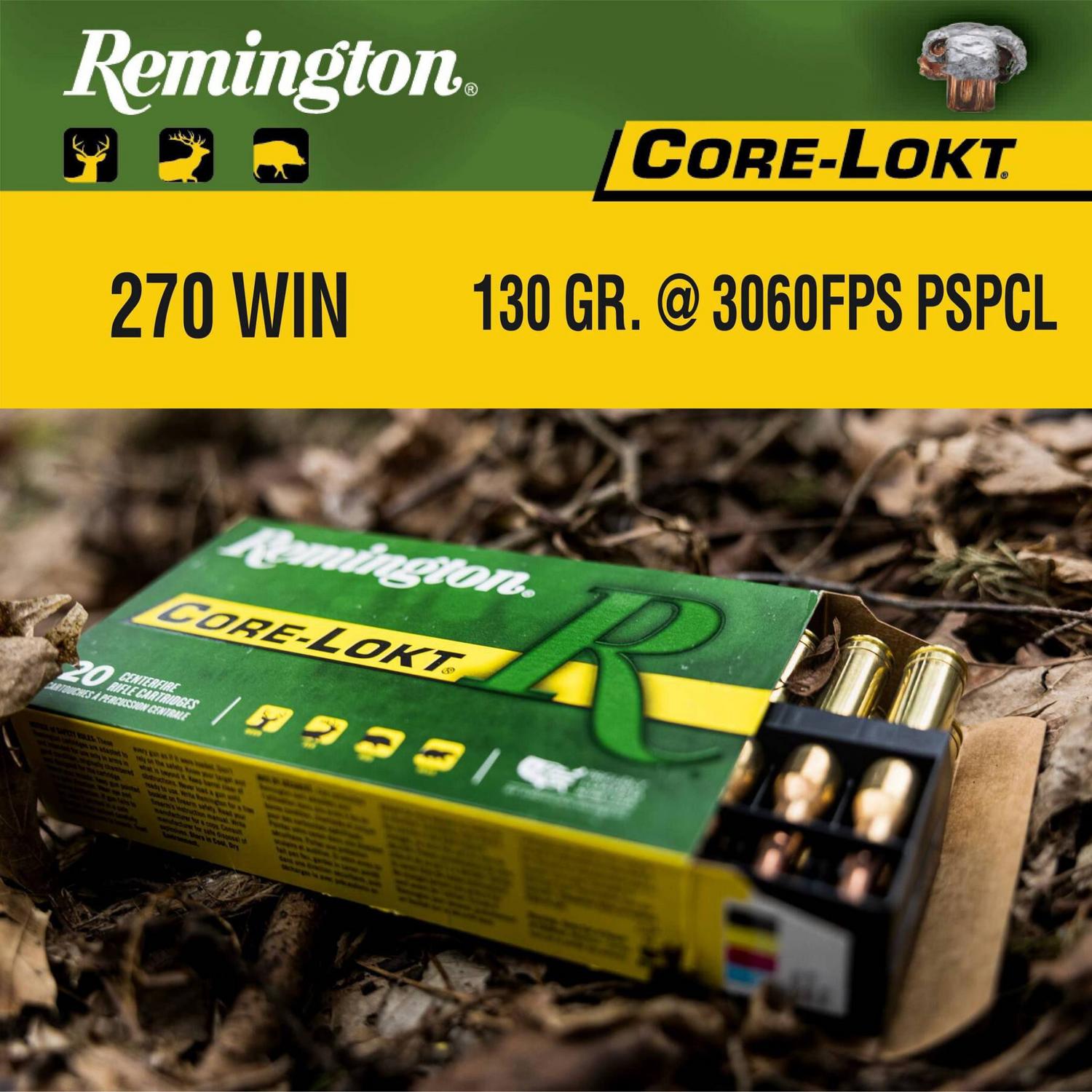 Munition Remington Core-Lokt 270 Win 130 gr Paquet de 20
