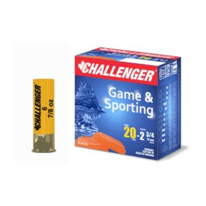 Cartouche Challenger Calibre 20 2 3/4 po no 6 7/8 oz Gibier et Sport 25 par boîte