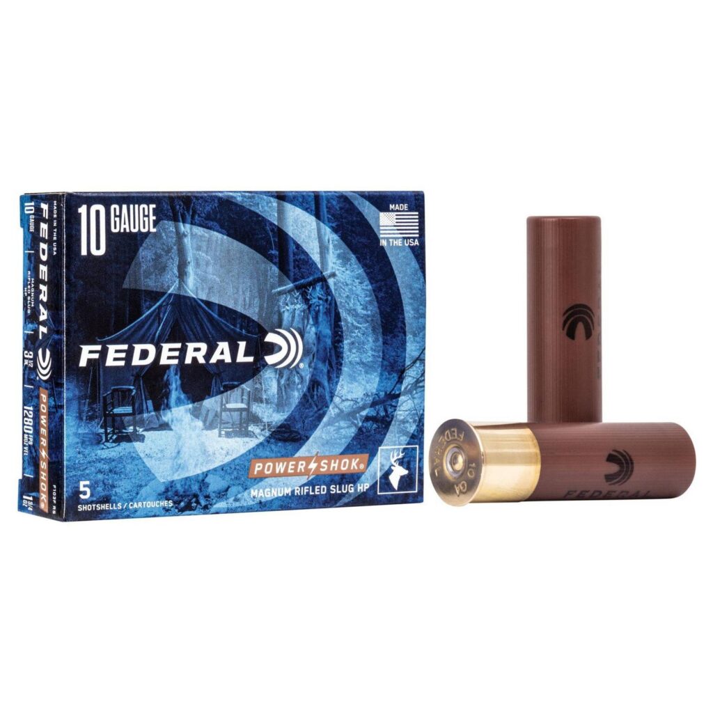 Cartouche Federal Power Shok Calibre 10 3.5po 1.75oz HP Slug Rayé 5 par boîte