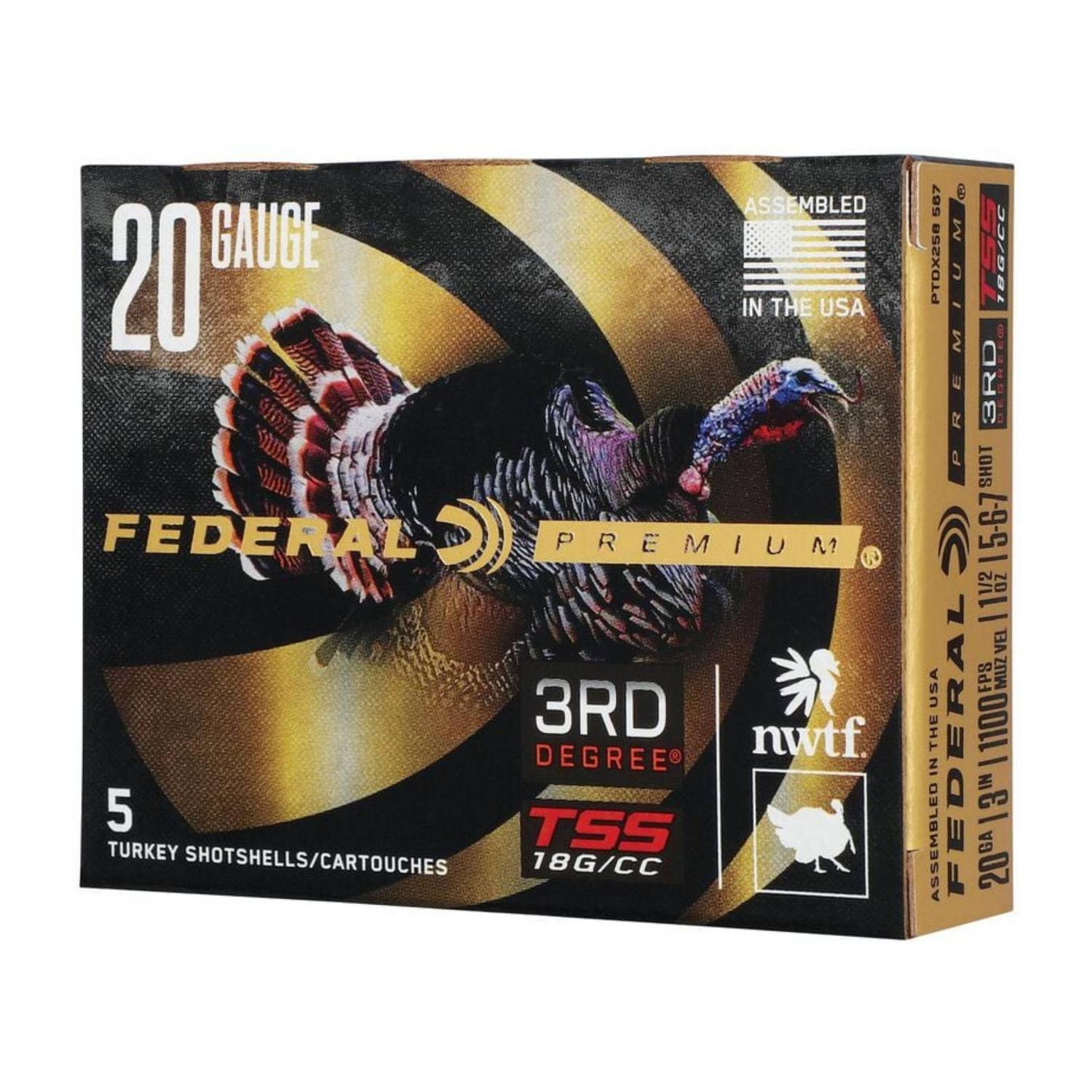 Cartouche Federal Premium 3rd Degree 20 Gauge 3 po 1-1/2 oz No 5,6,7 5 par boîte