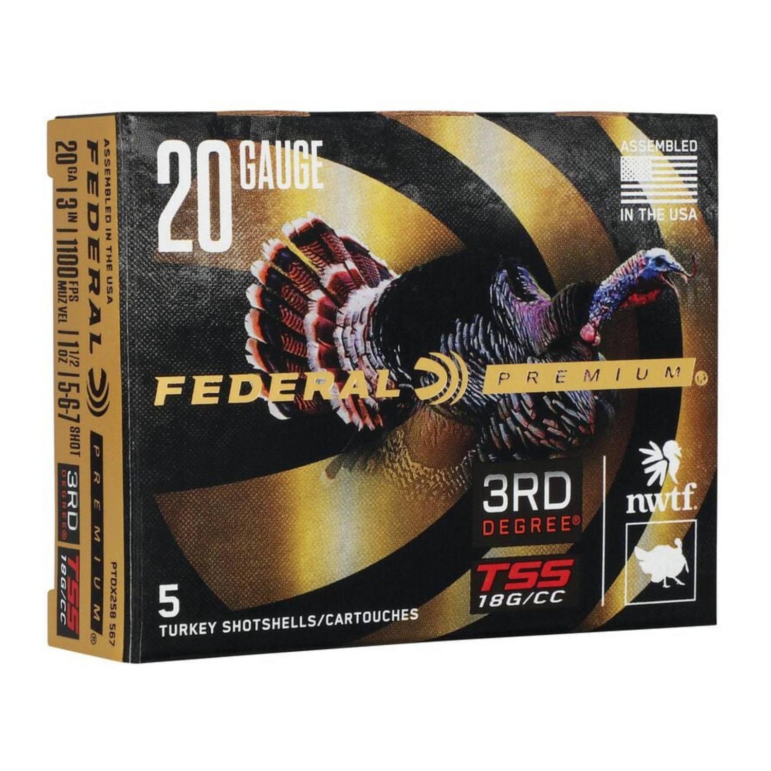 Cartouche Federal Premium 3rd Degree 20 Gauge 3 po 1-1/2 oz No 5,6,7 5 par boîte