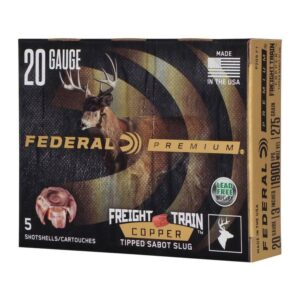 Cartouche Federal Premium Calibre 20 3 po 275 gr Freight Train Copper Sabot Slug 5 par boîte