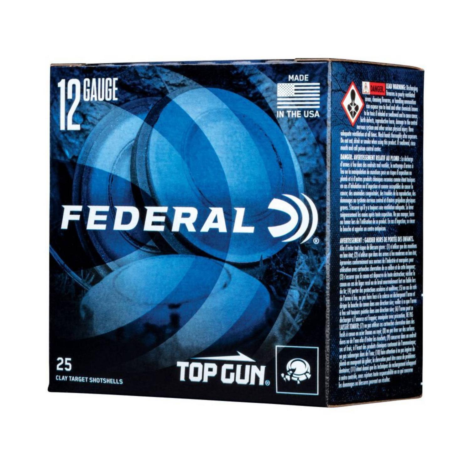 Cartouche Federal Top Gun 12 GA 2 3/4 po 1 1/8 oz #7.5 25 par boîte