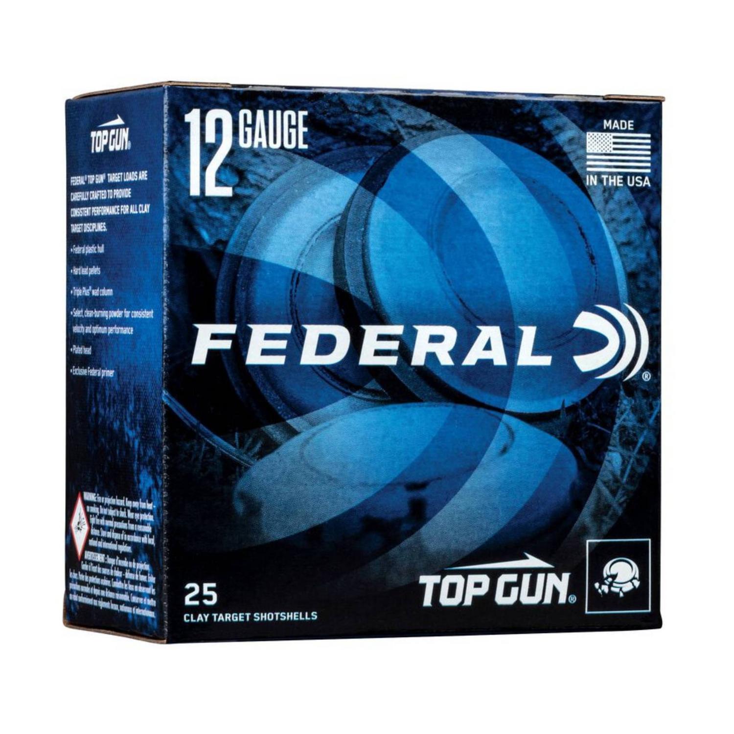 Cartouche Federal Top Gun 12 GA 2 3/4 po 1 1/8 oz #7.5 25 par boîte