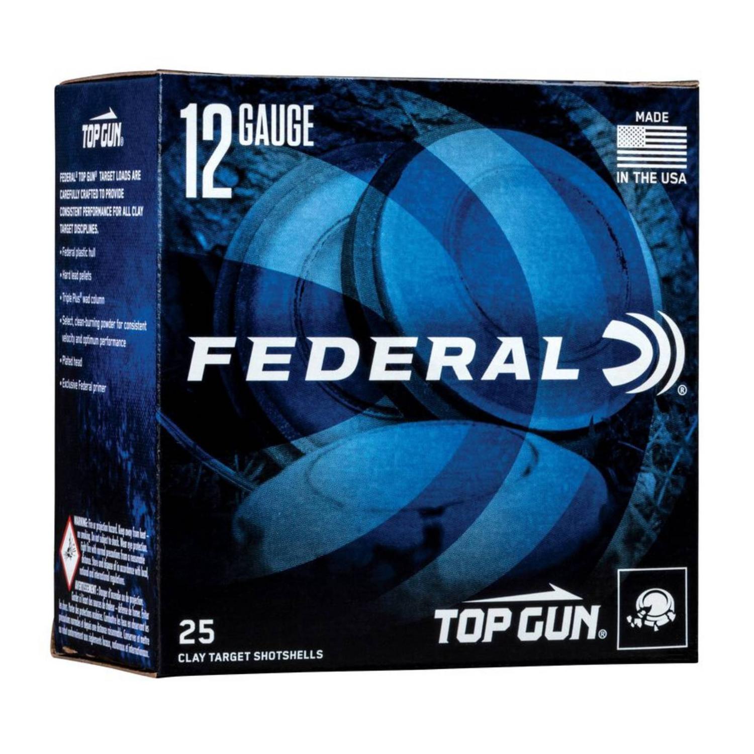 Cartouche Federal Top Gun 12 GA 2-3/4 po 3 DR EQ 1-1/8 oz #7.5 25 par boîte