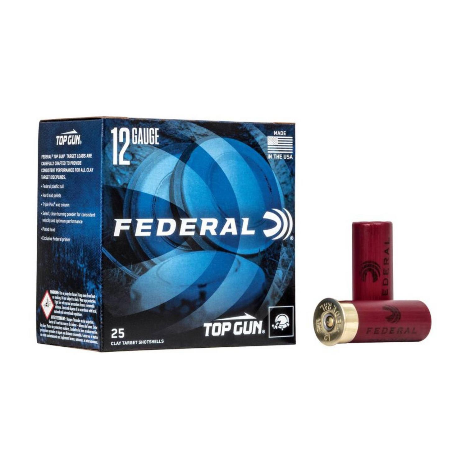 Cartouche Federal Top Gun 12 GA 2-3/4 po 3 DR EQ 1-1/8 oz #7.5 25 par boîte