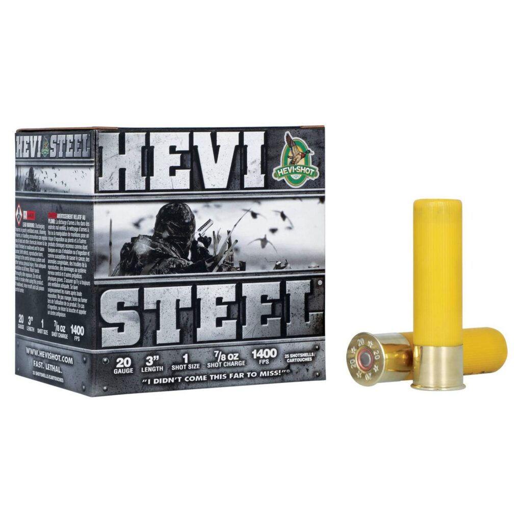 Cartouche HEVI-Shot HEVI-Steel Calibre 20 3 po 7/8 oz Grosseur 1 25 par boîte