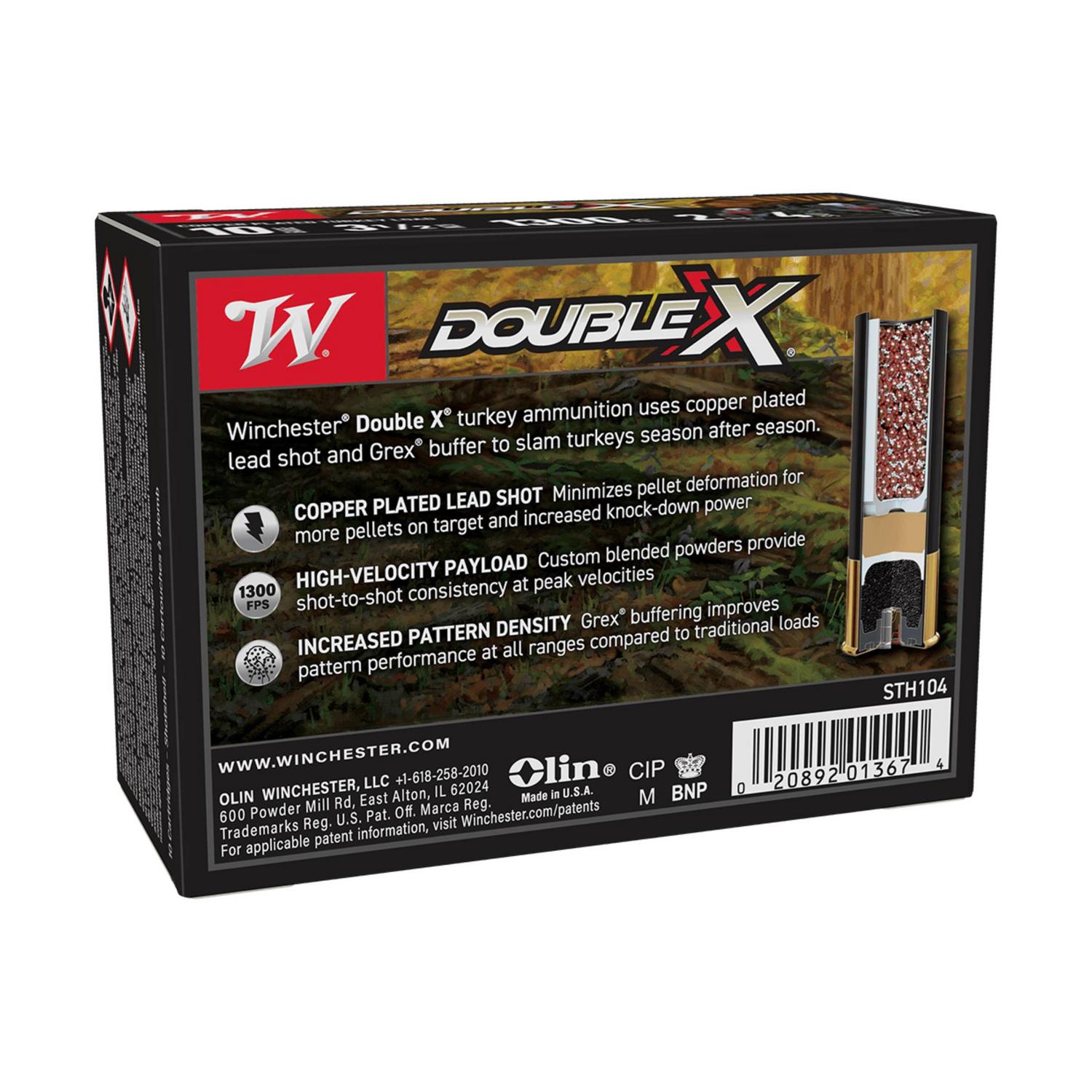 Cartouche Winchester Double X 10 ga 3.5 po 2 oz No 4 10 par boîte