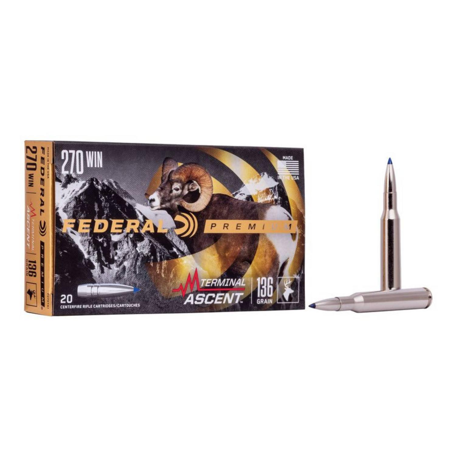 Munition Federal Premium 270 Win 136 gr Terminal Ascent Paquet de 20