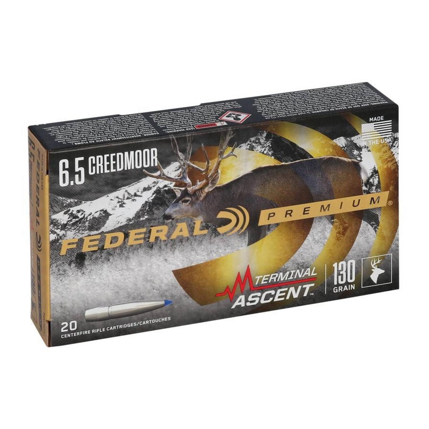 Munition Federal Premium 6.5 Creedmoor 130gr Terminal Ascent 20 par boîte