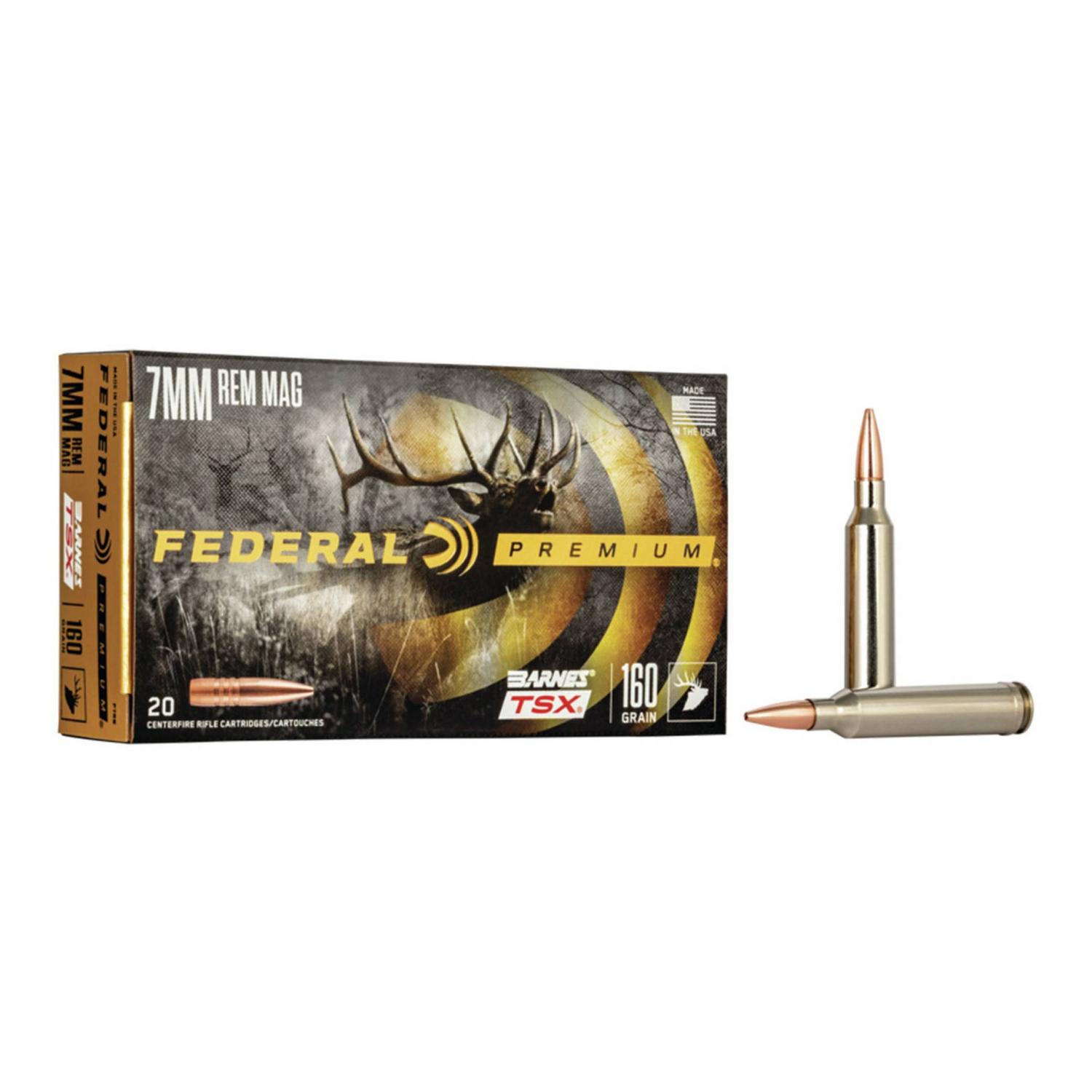 Munition Federal Premium 7mm Rem Mag Barnes TSX 160 gr 20 par boîte