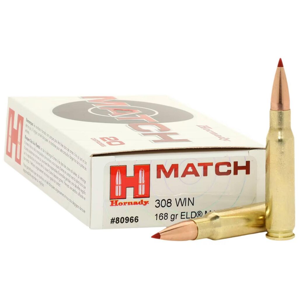 Munition Hornady 308 Win 168 gr ELD Match Paquet de 20
