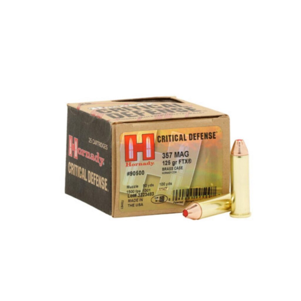 Munition Hornady 357 Mag 125 gr FTX Critical Defense 25 par boîte