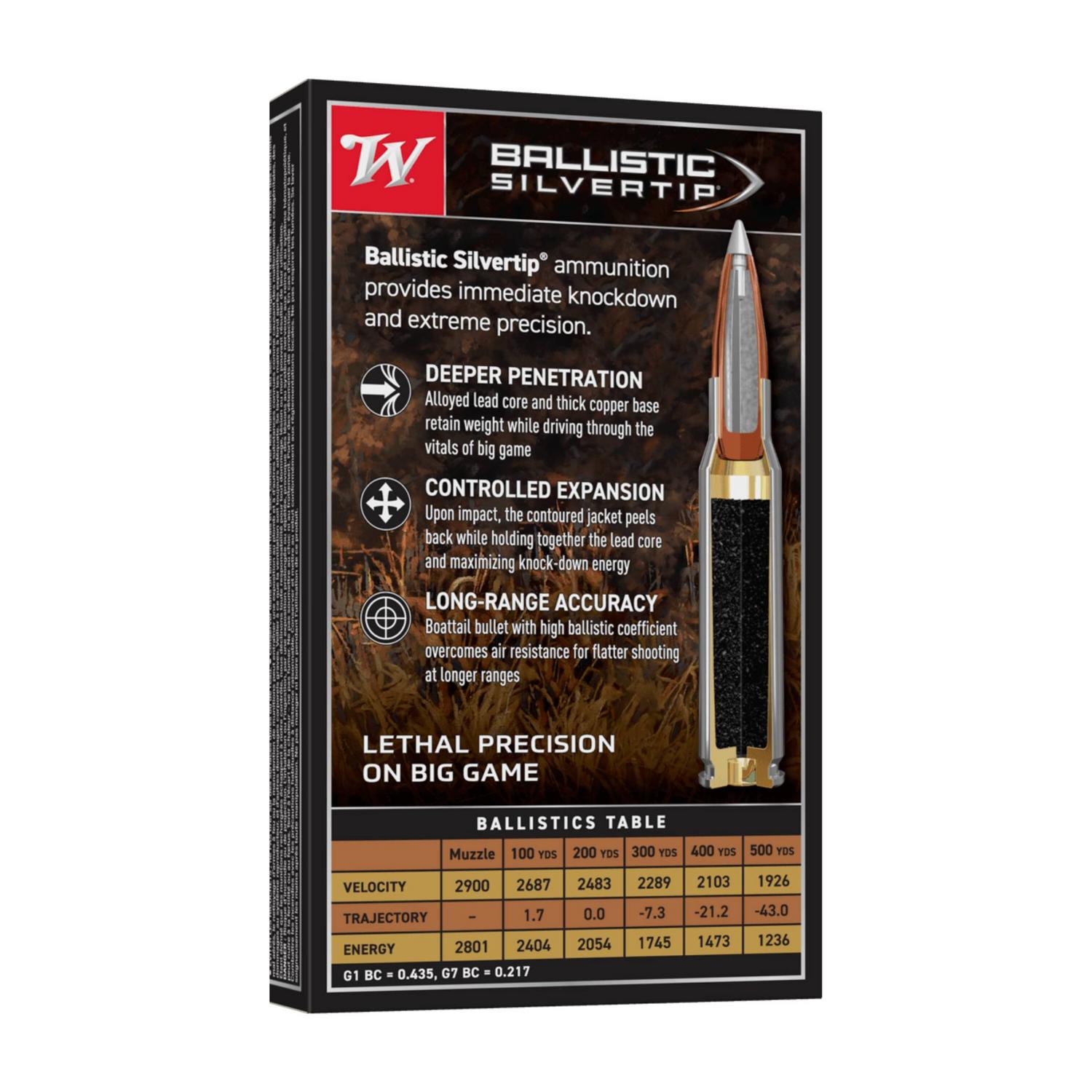 Munition Winchester 30-06 Springfield Ballistic Silvertip 150 gr 20 par boîte