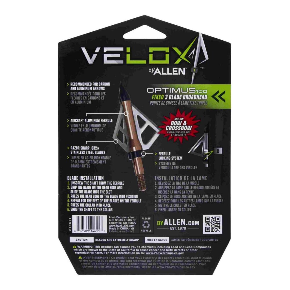 Flèche Allen VELOX OPTIMUS 100GR 3PK
