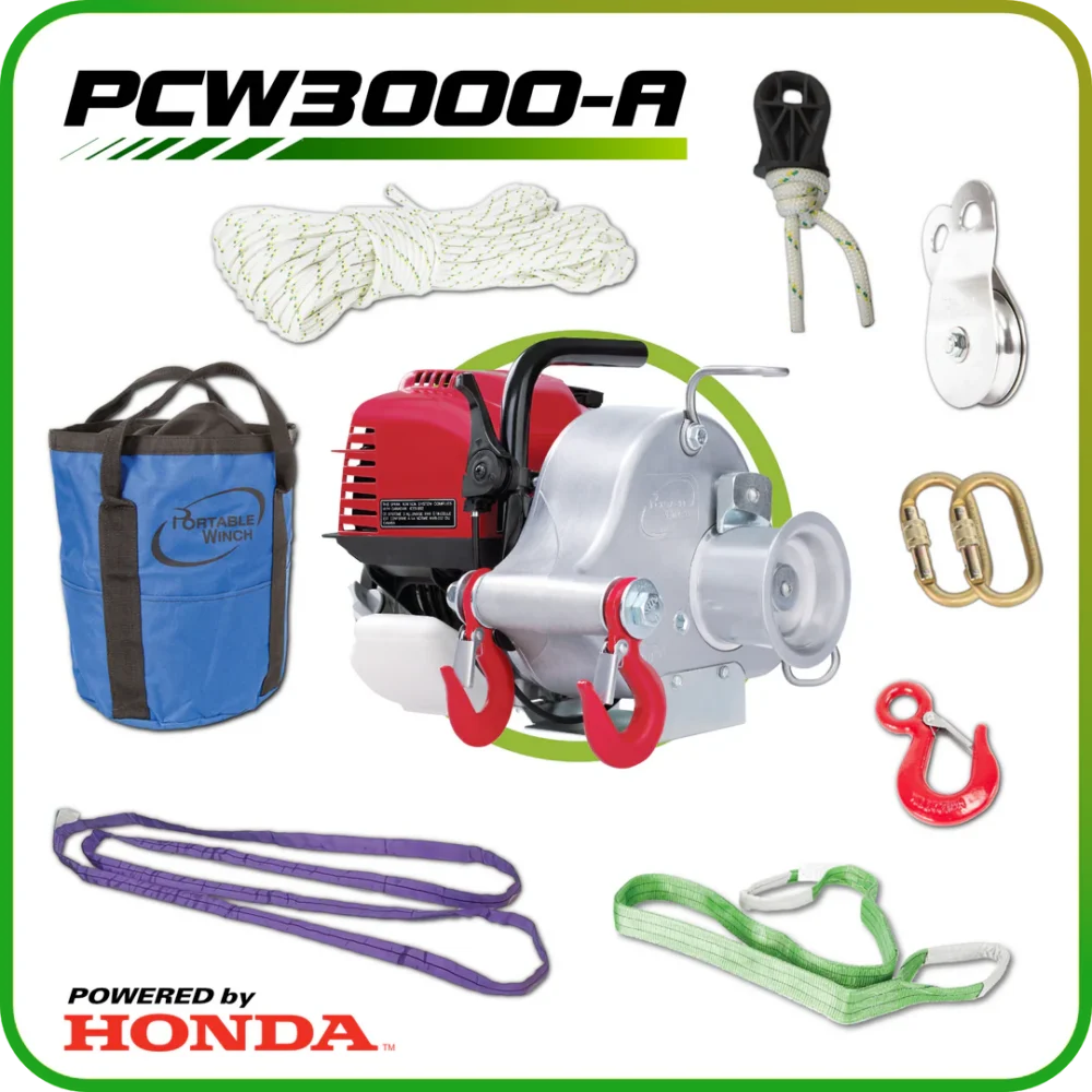 PCW3000-A TREUIL PORTABLE À ESSENCE GX35 AVEC 9 ACCESSOIRES