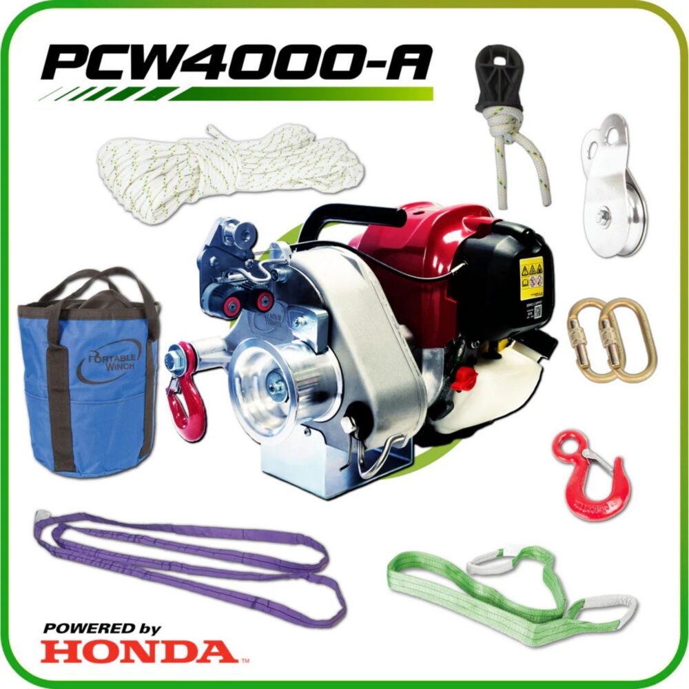 PCW4000-A TREUIL PORTABLE À ESSENCE GX50 AVEC 9 ACCESSOIRES