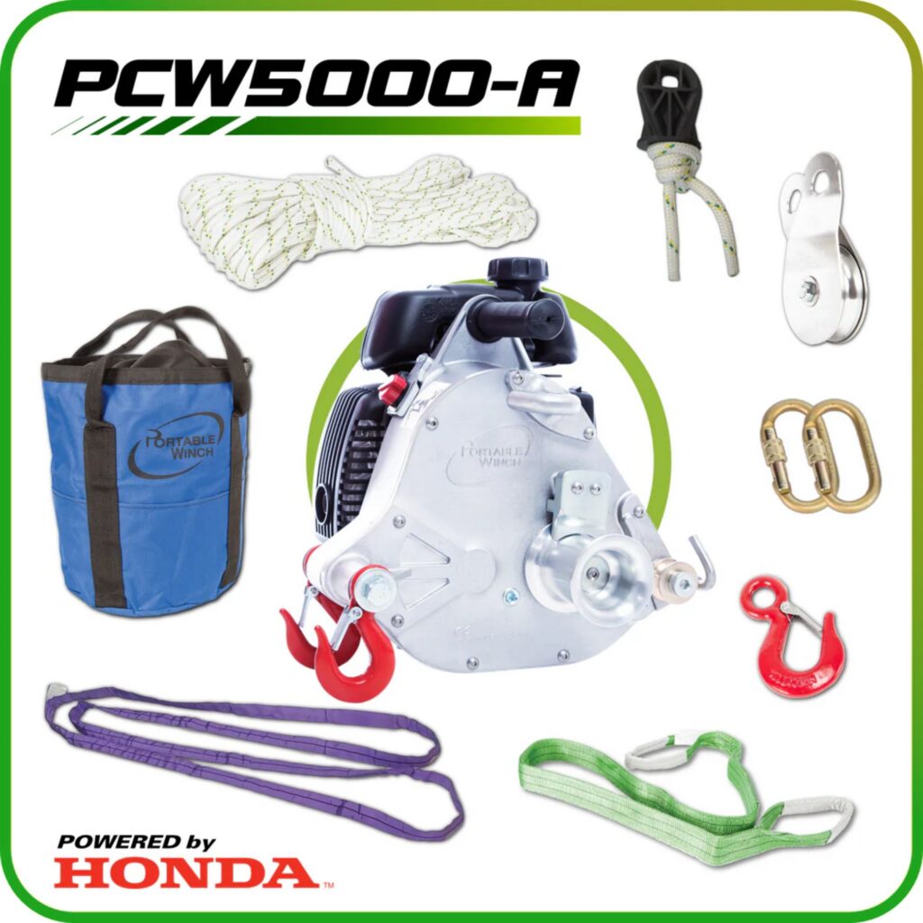PCW5000-A TREUIL PORTABLE À ESSENCE GXH50 AVEC 9 ACCESSOIRES
