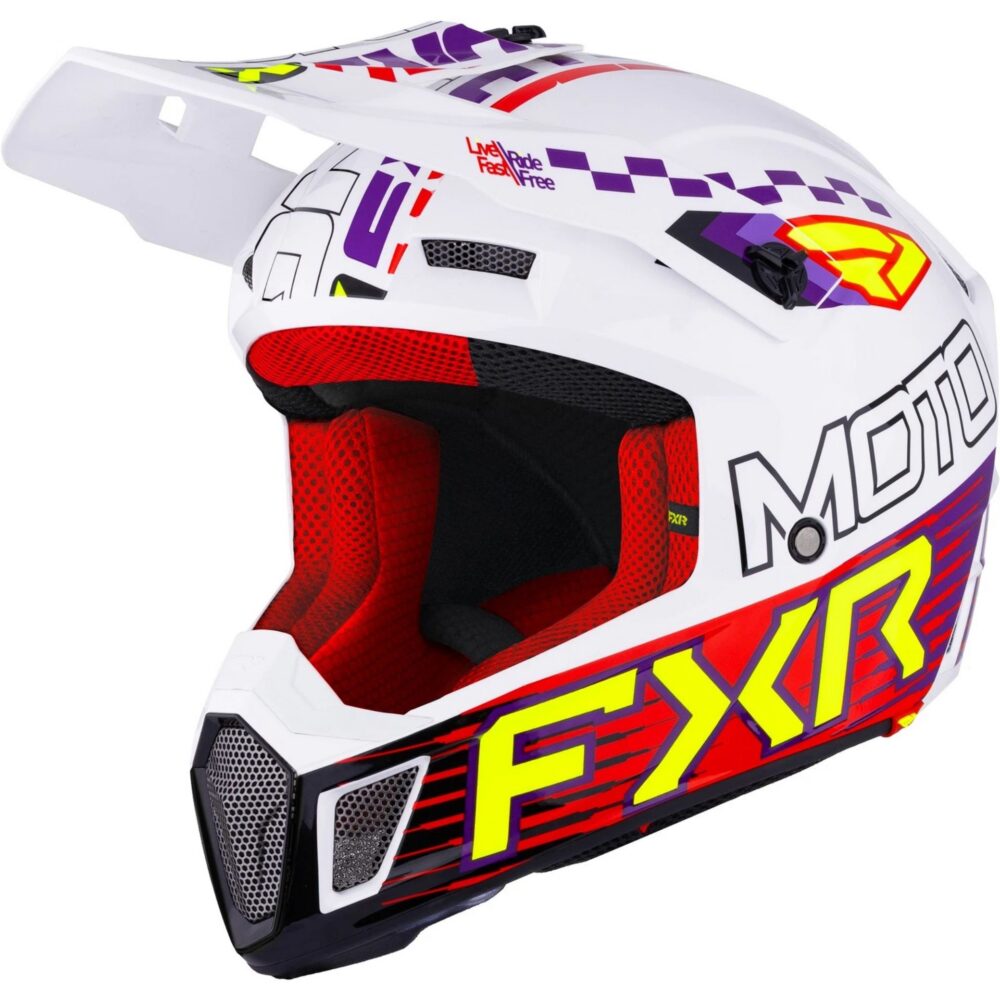 FXR – CASQUE CLUTCH RACE DIV MX – BLANC/VIOLET/ROUGE