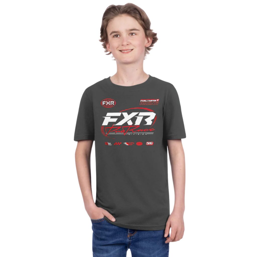 FXR – T-SHIRT RACE DIVISION PREMIUM JEUNESSE – ASPHALT HEATHER/RED