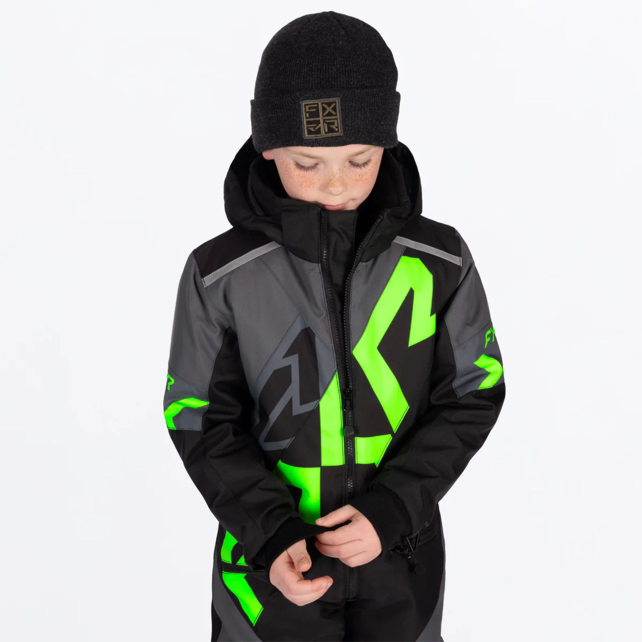 Monosuit FXR Child Black/Char/Lime – Image 4